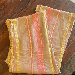 Infinity round Anthropologie Pink and Yellow Striped Scarf